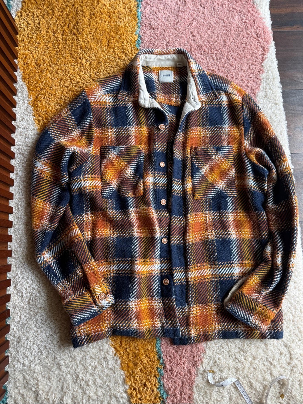 Men's Plaid Shacket in Navy & Orange - Casual Button-Up Jacket